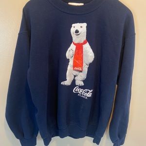 coca cola bear crewneck sweatshirt blue medium